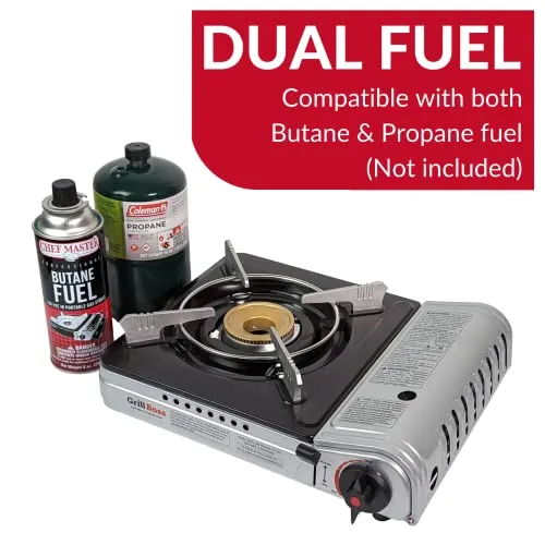 Dual Fuel Portable Stove,12K BTU Camp Stove-Butane & Propane