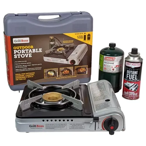 Dual Fuel Portable Stove,12K BTU Camp Stove-Butane & Propane