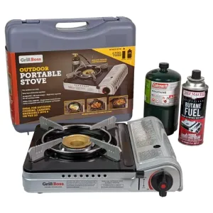 Dual Fuel Portable Stove,12K BTU Camp Stove-Butane & Propane