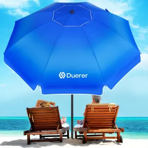 Duerer Beach Umbrellas, 8.5FT Beach Umbrella for Sand with Anchor Heavy Duty Windproof, Height Adjustable Tilt Iron Pole, Portable Beach Umbrella with Carrying Bag for Beach, Patio Garden Outdoor