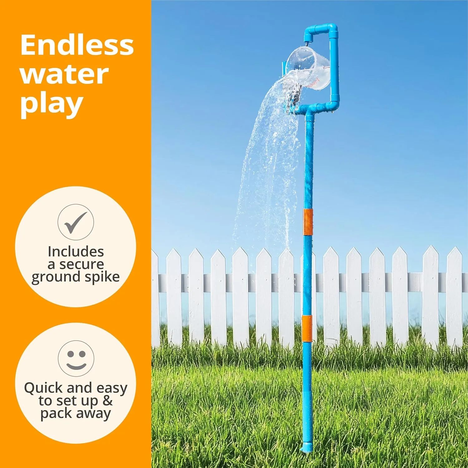 Dump Bucket Sprinkler Play, Outdoor Water Play - Toddler Outdoor Toys, Durable Backyard Waterpark with Splash, Summer Toys for Kids, Fun Games for Family, 3 Years and Up (Tidal Tipper)