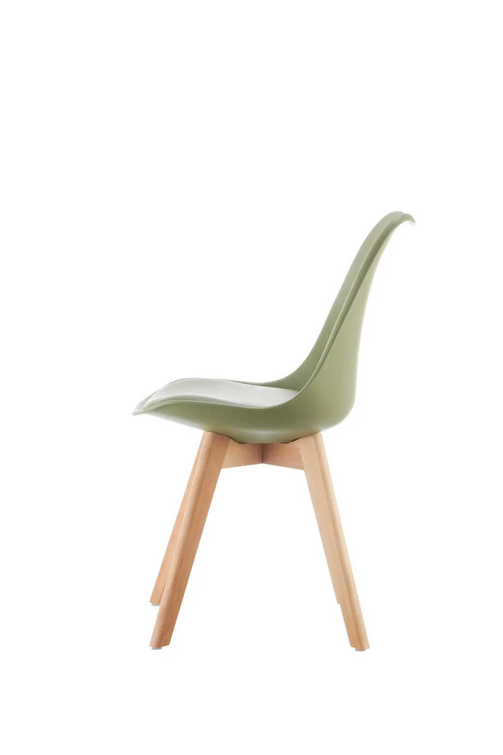 Eames Style Dining Chairs Sage Green with padded seat