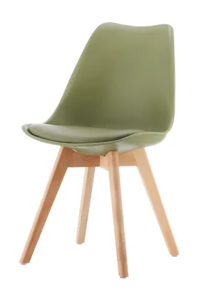 Eames Style Dining Chairs Sage Green with padded seat