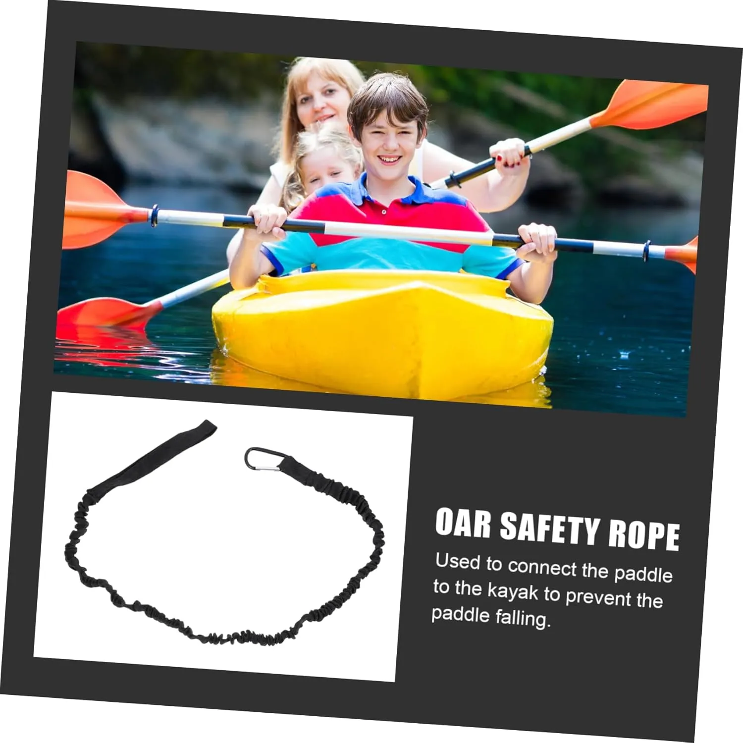 Elastic Paddle Rope for Kayak Canoe Loss Safety Line with Carabiner Essential Kayak Leash Accessories