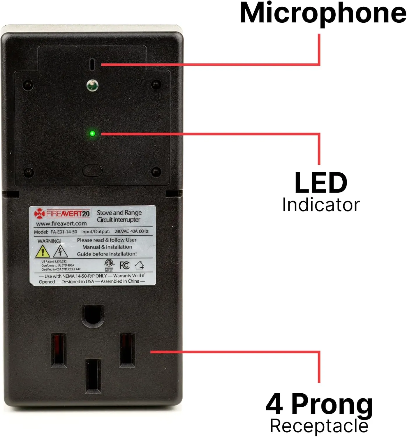 Electric Auto Stove Shut-Off Safety Device (3 or 4 Prong) - As Seen On Shark Tank (4-Prong)