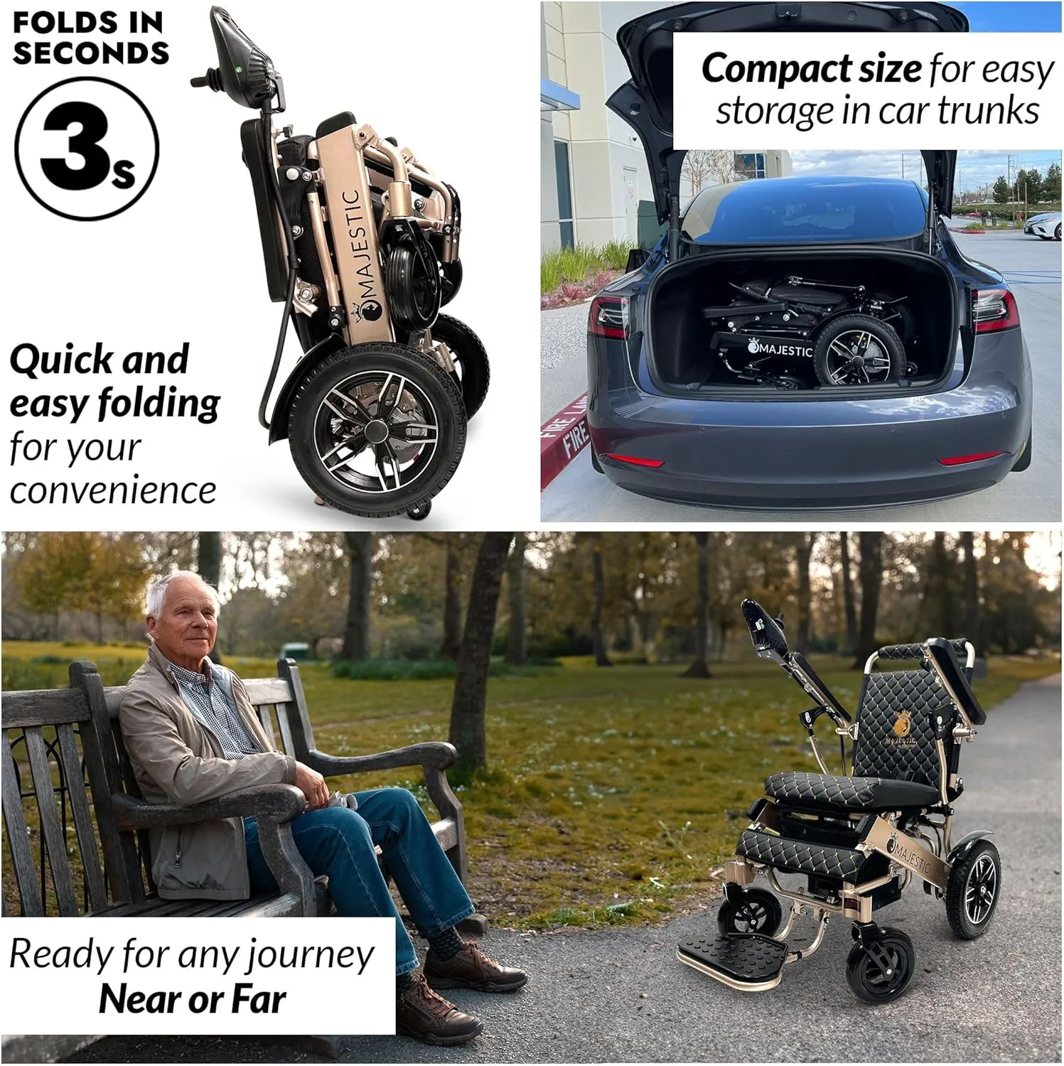 Electric Wheelchairs for Adults, 330 lbs Capacity, Up to 13 Miles Range, Lightweight Wheelchair for Seniors,Remote Controlled Wheel Chair, All Terrain, Airline and Cruise Approved, IQ-8000 by Majestic