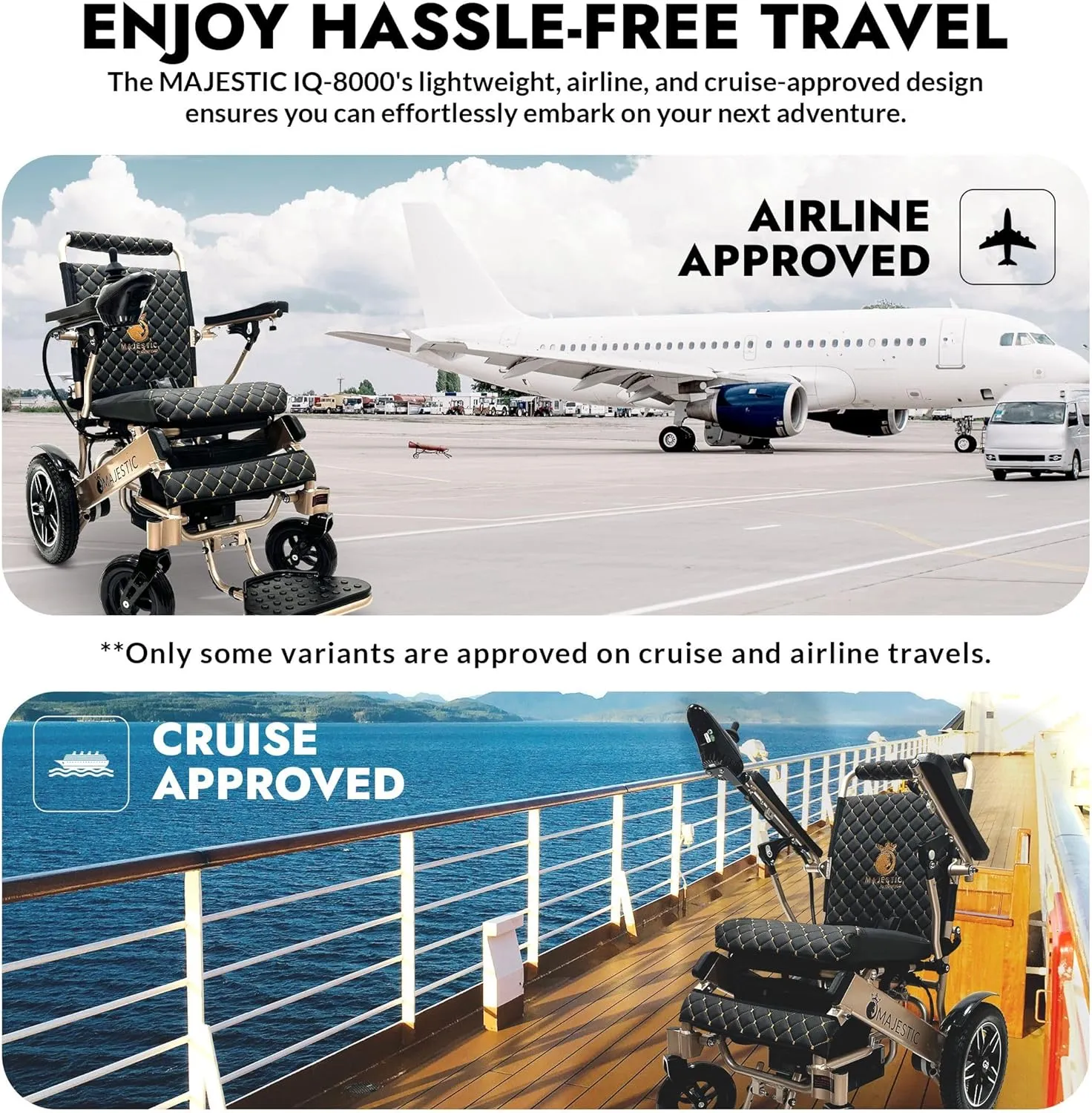 Electric Wheelchairs for Adults, 330 lbs Capacity, Up to 13 Miles Range, Lightweight Wheelchair for Seniors,Remote Controlled Wheel Chair, All Terrain, Airline and Cruise Approved, IQ-8000 by Majestic