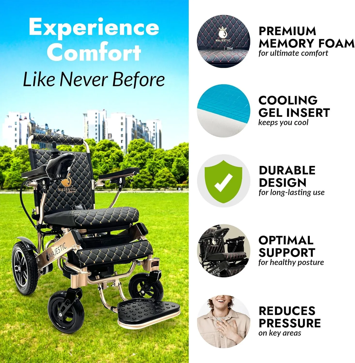 Electric Wheelchairs for Adults, 330 lbs Capacity, Up to 13 Miles Range, Lightweight Wheelchair for Seniors,Remote Controlled Wheel Chair, All Terrain, Airline and Cruise Approved, IQ-8000 by Majestic