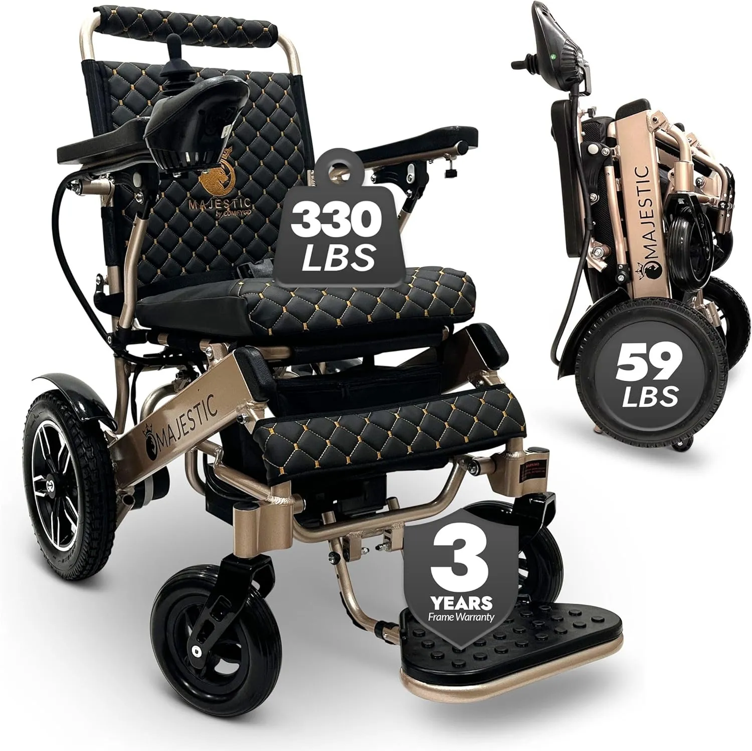 Electric Wheelchairs for Adults, 330 lbs Capacity, Up to 13 Miles Range, Lightweight Wheelchair for Seniors,Remote Controlled Wheel Chair, All Terrain, Airline and Cruise Approved, IQ-8000 by Majestic