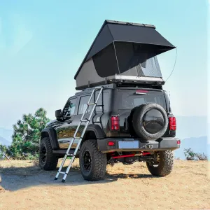 Enhance Outdoor Adventures with Hardshell Rooftop Tent, Durable Aluminum Alloy, Quick Setup for Van or SUV Camping for 2-3 Persons, Black