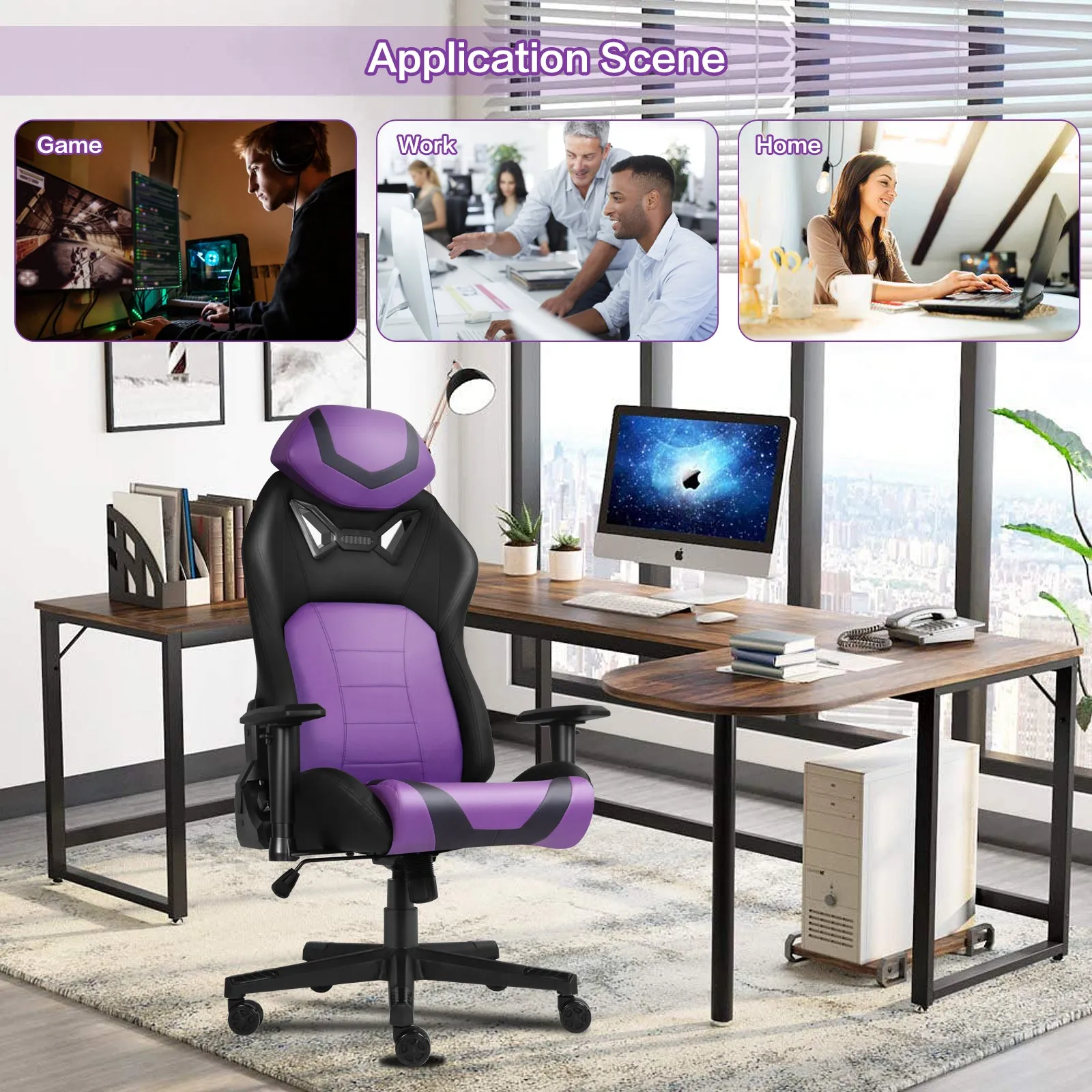 Ergonomic Gaming Chairs for Adults with High-Density Memory Foam | Swivel Comfortable Office Chair, Big and Tall Video Game Chair, High Back Computer Chair for Home, Office