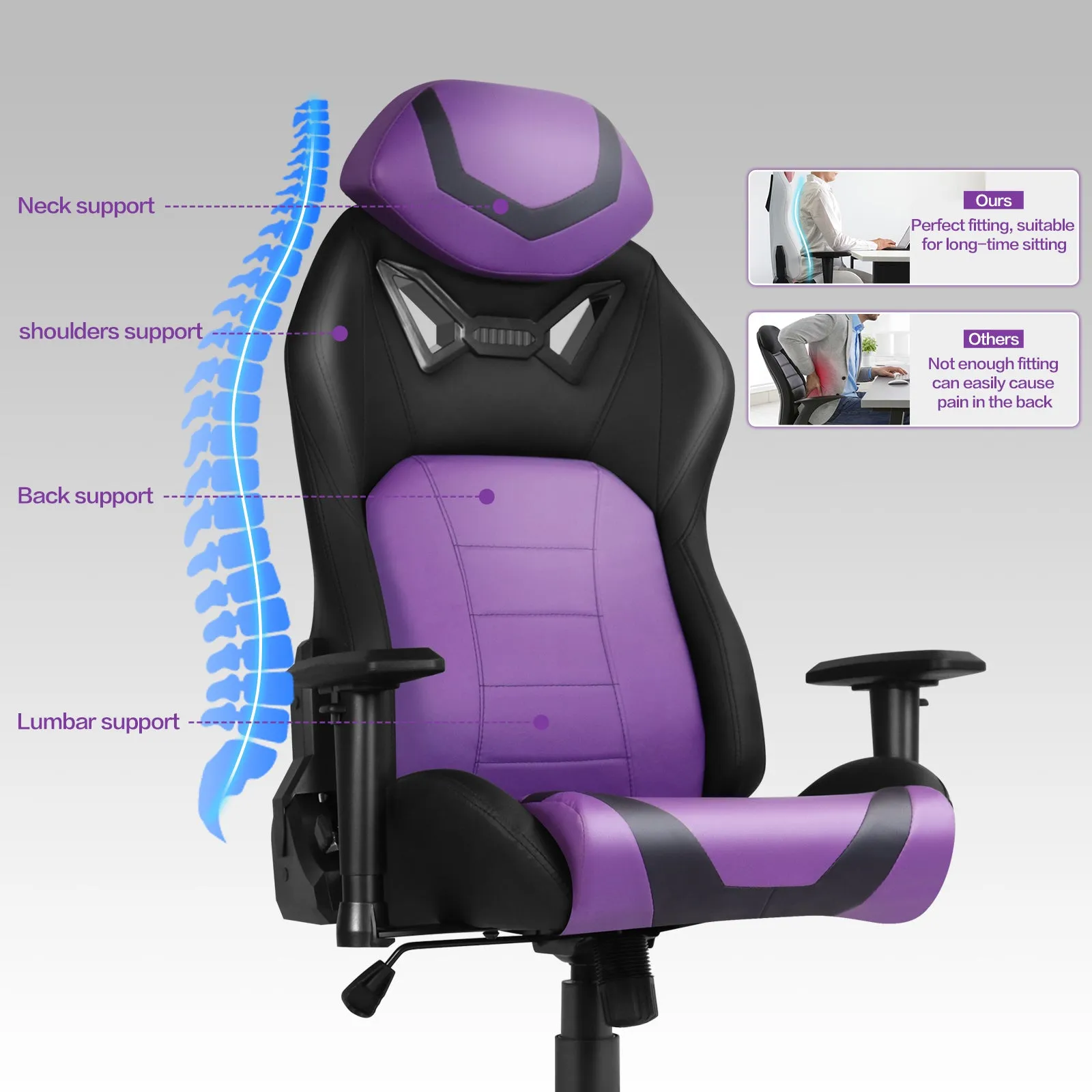 Ergonomic Gaming Chairs for Adults with High-Density Memory Foam | Swivel Comfortable Office Chair, Big and Tall Video Game Chair, High Back Computer Chair for Home, Office