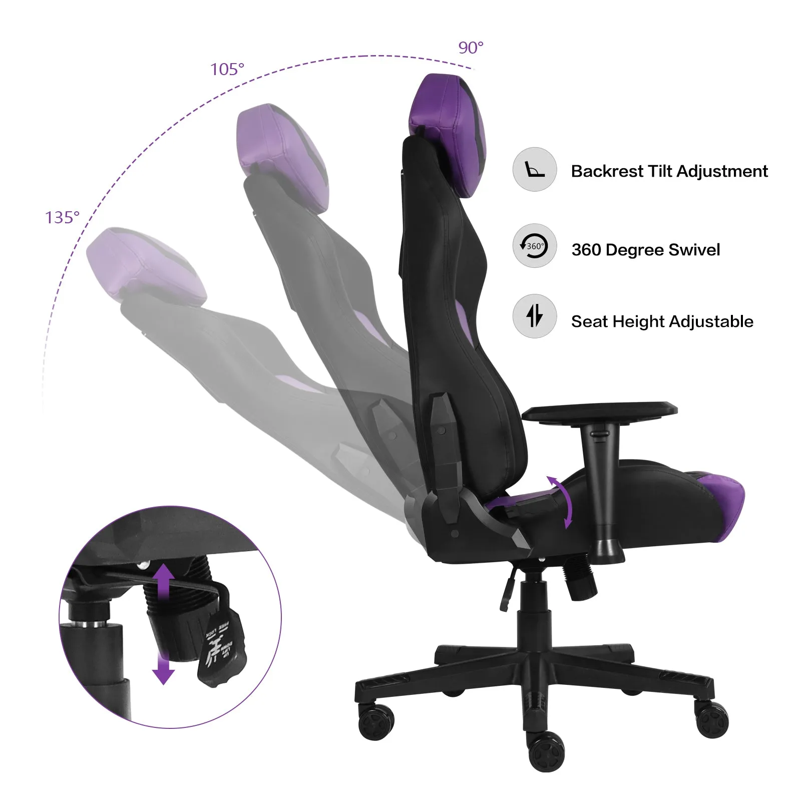 Ergonomic Gaming Chairs for Adults with High-Density Memory Foam | Swivel Comfortable Office Chair, Big and Tall Video Game Chair, High Back Computer Chair for Home, Office