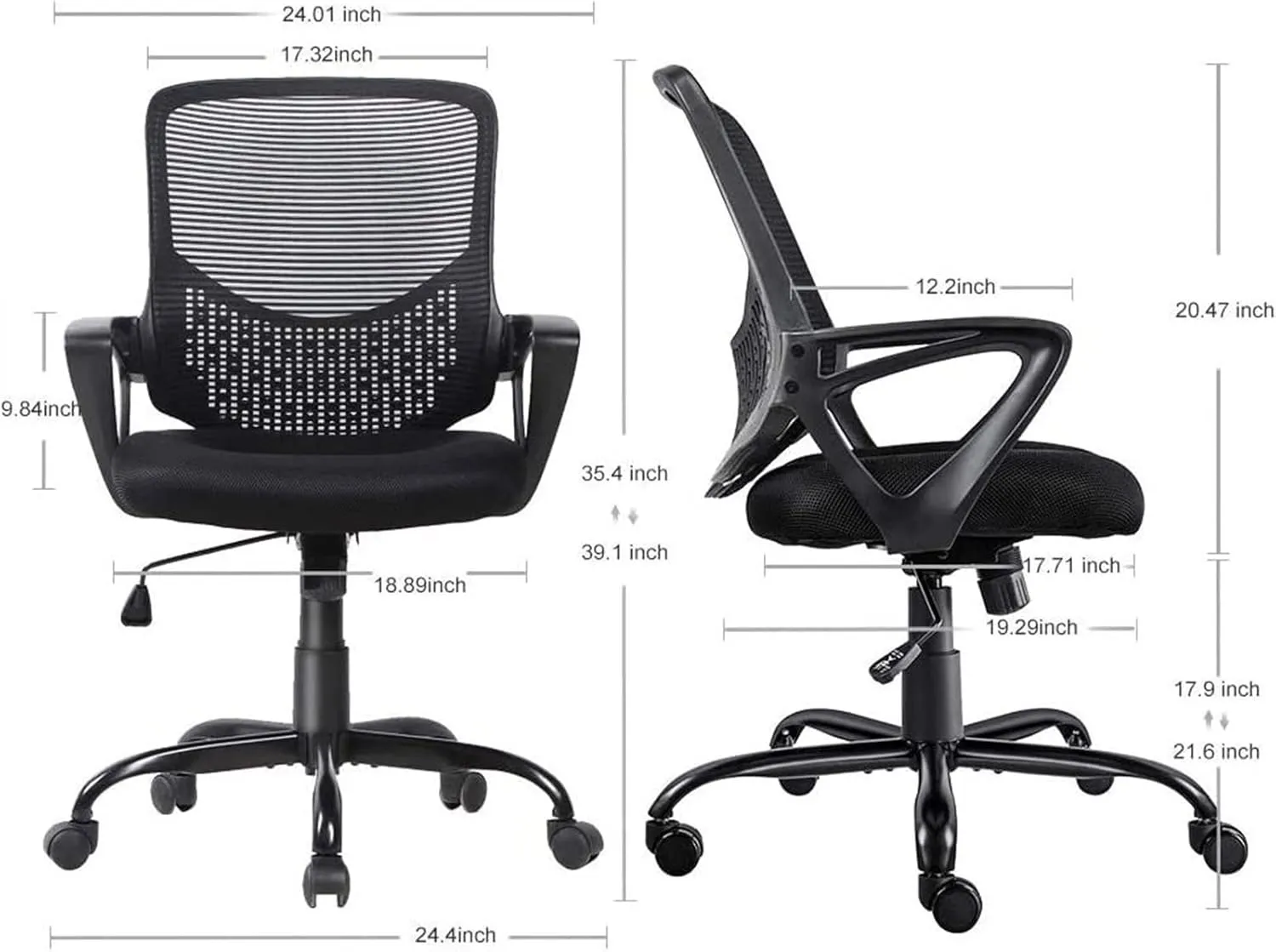 Executive Desk Chair Office Chair Ergonomic Desk Chair Mesh PC Chair Lumbar Support Modern Executive Adjustable Stool Rolling Swivel Chair with Armrests Office Chair (Color : C)