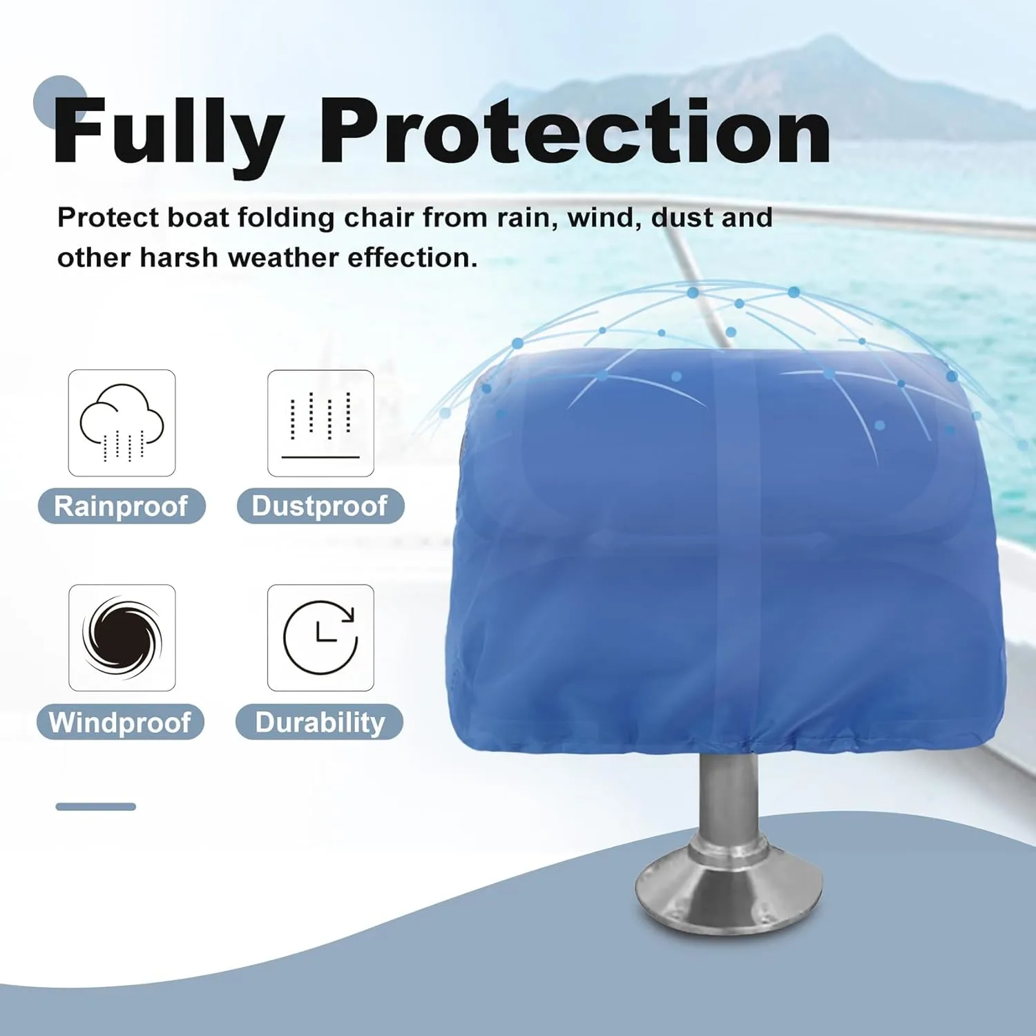 Explore Land Boat Folding Seat Cover - Waterproof 600D Heavy Duty Boat Folding Chair Cover - 18W x 20D x 14H inch, Blue