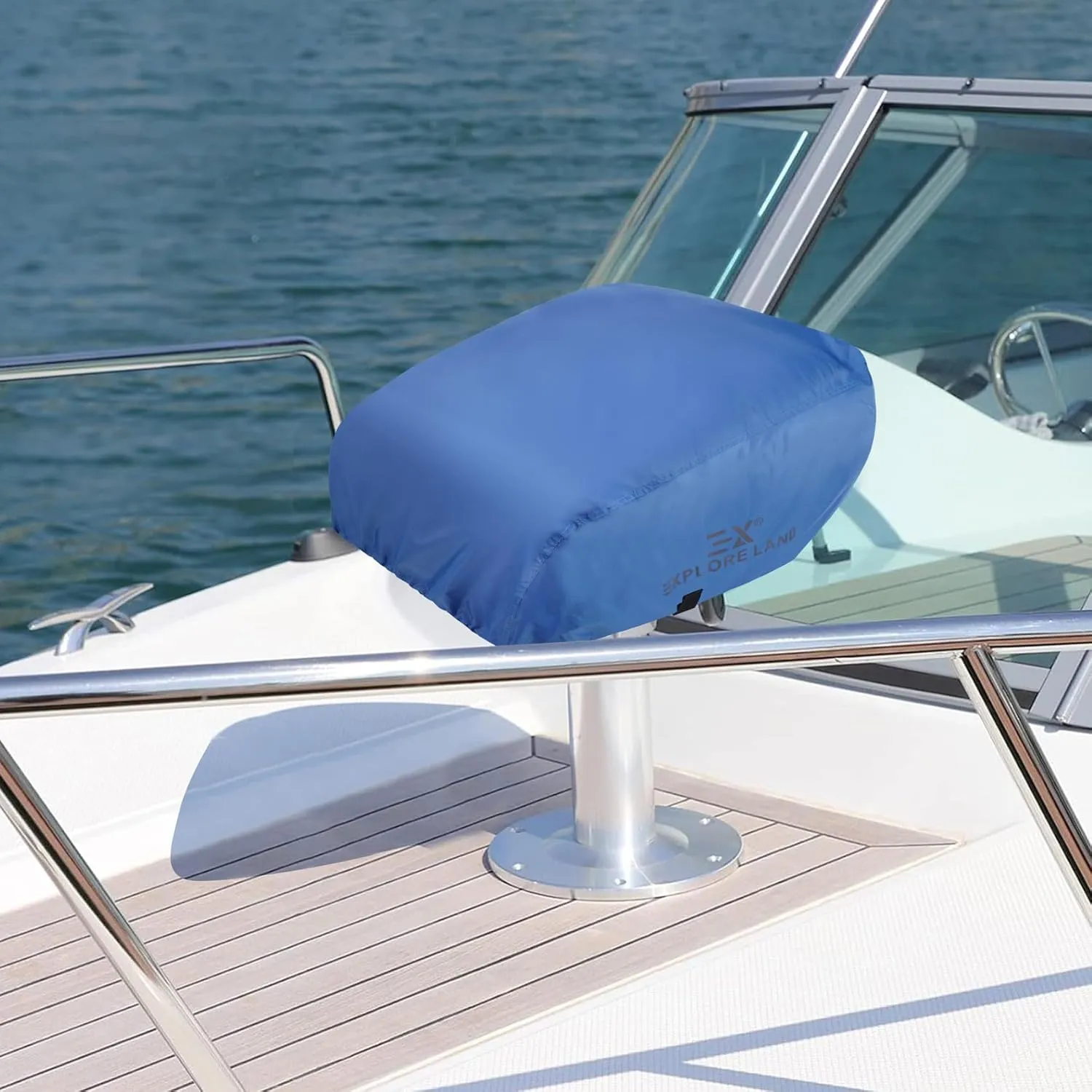 Explore Land Boat Folding Seat Cover - Waterproof 600D Heavy Duty Boat Folding Chair Cover - 18W x 20D x 14H inch, Blue