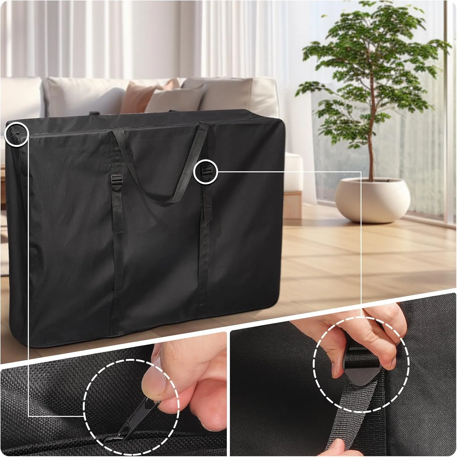 Extra Large Outside Folding Chair Storage Bag with Zipper and Handles, 600D Folding Chair Carry Bag for Zero Gravity Chair Cover, Portable Folding Lounge Chair Carrying Bags, 43" L x 11" W x 29" H