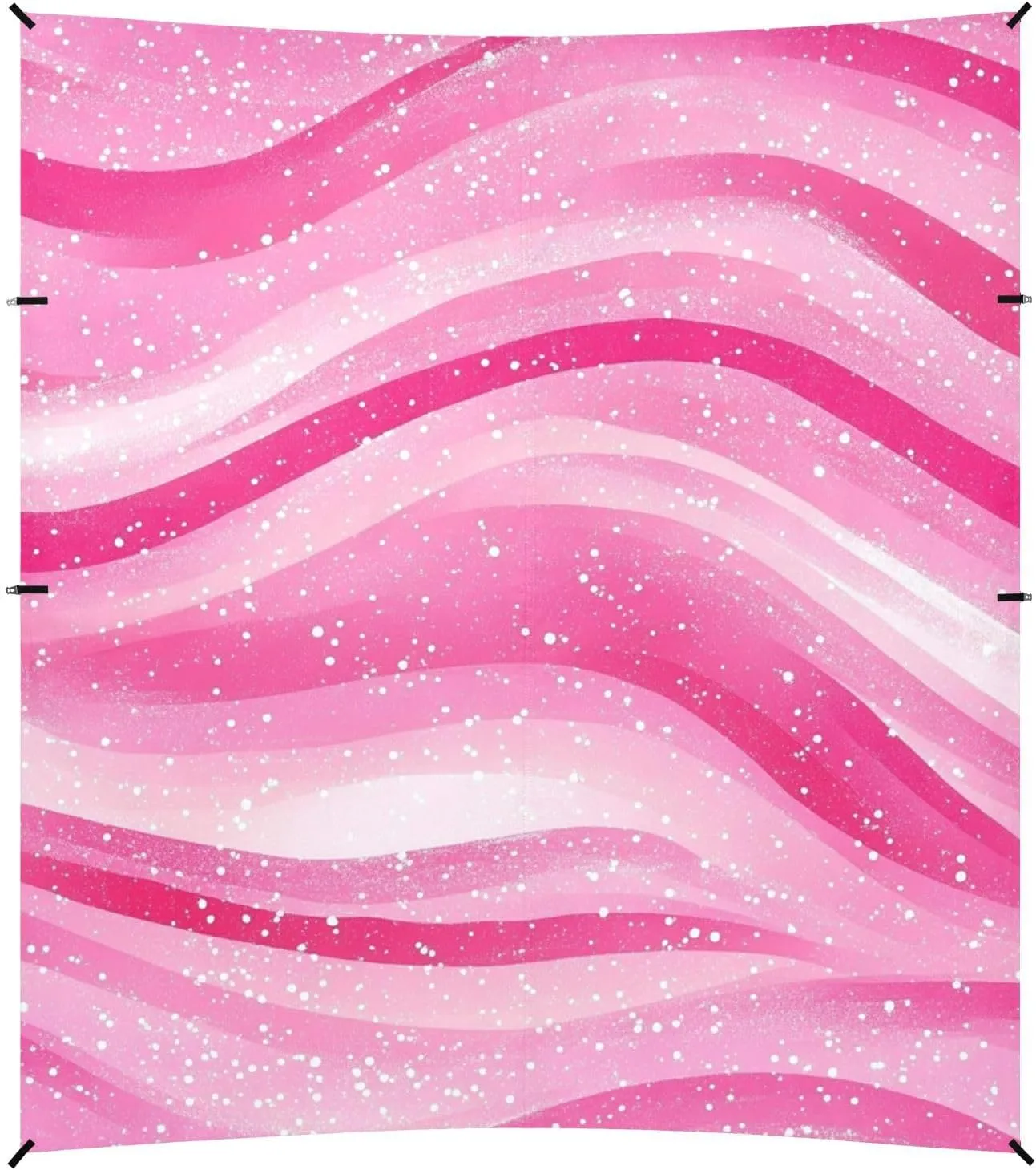 Fake Glitter Watercolor Peach Wave Pattern Foldable Beach Canopy UPF50  Lightweight Large Portable Sun Shelter Includes Sand Shovel, Sandbags, Stability Poles for Camping, Picnics, Backyard