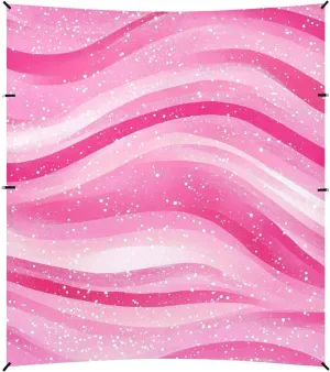 Fake Glitter Watercolor Peach Wave Pattern Foldable Beach Canopy UPF50  Lightweight Large Portable Sun Shelter Includes Sand Shovel, Sandbags, Stability Poles for Camping, Picnics, Backyard