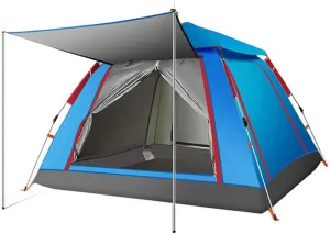 Family Camping Large Tents 3-4 Person Waterproof Pop Up Room Cabin Tent Lightweight Backpacking Tent with Sun Shade Automatic Pole