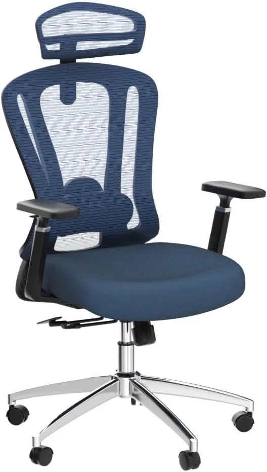 Farini Office Chair Ergonomic Desk Chair, High Back Office Chair with Wheels, Home Office Chair for Heavy People, Office Chair Adjustable Seat Depth, 3D Armrests and Adjustable Headrest, Blue