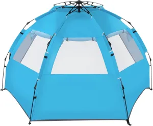 Fiberglass Pole Oxford Cloth Quick-Open Ride Beach Tent Blue