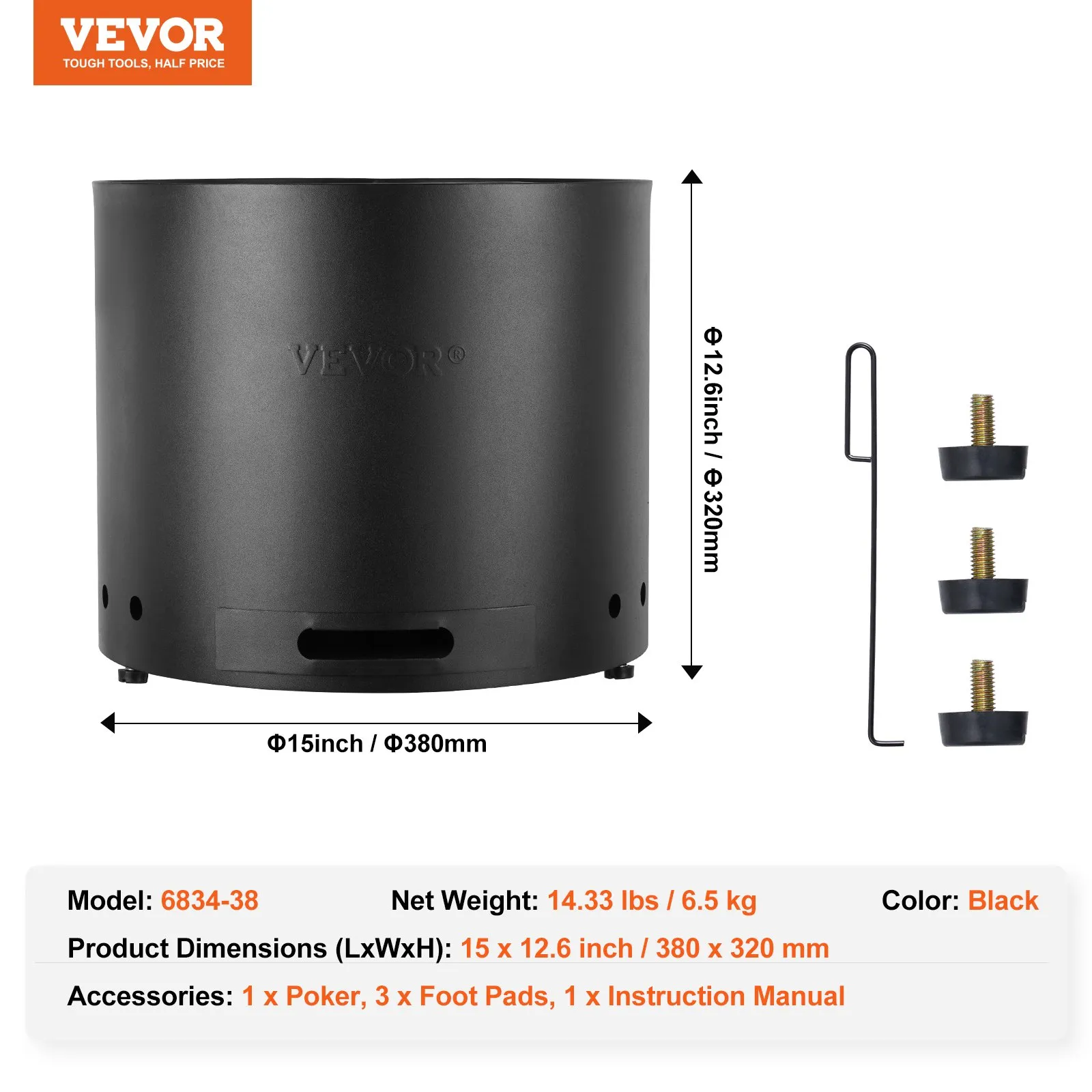(FINAL PRICES ARE LOWER ON OUR SITE!) VEVOR Smokeless Fire Pit Stove Bonfire 15 in Dia Wood Burning Stainless Steel