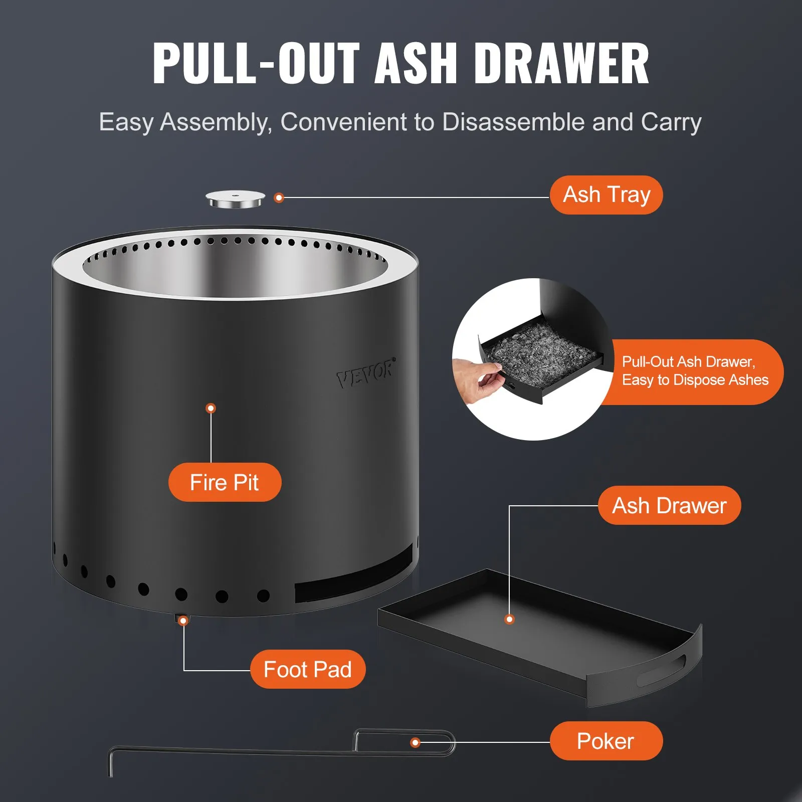(FINAL PRICES ARE LOWER ON OUR SITE!) VEVOR Smokeless Fire Pit Stove Bonfire 15 in Dia Wood Burning Stainless Steel