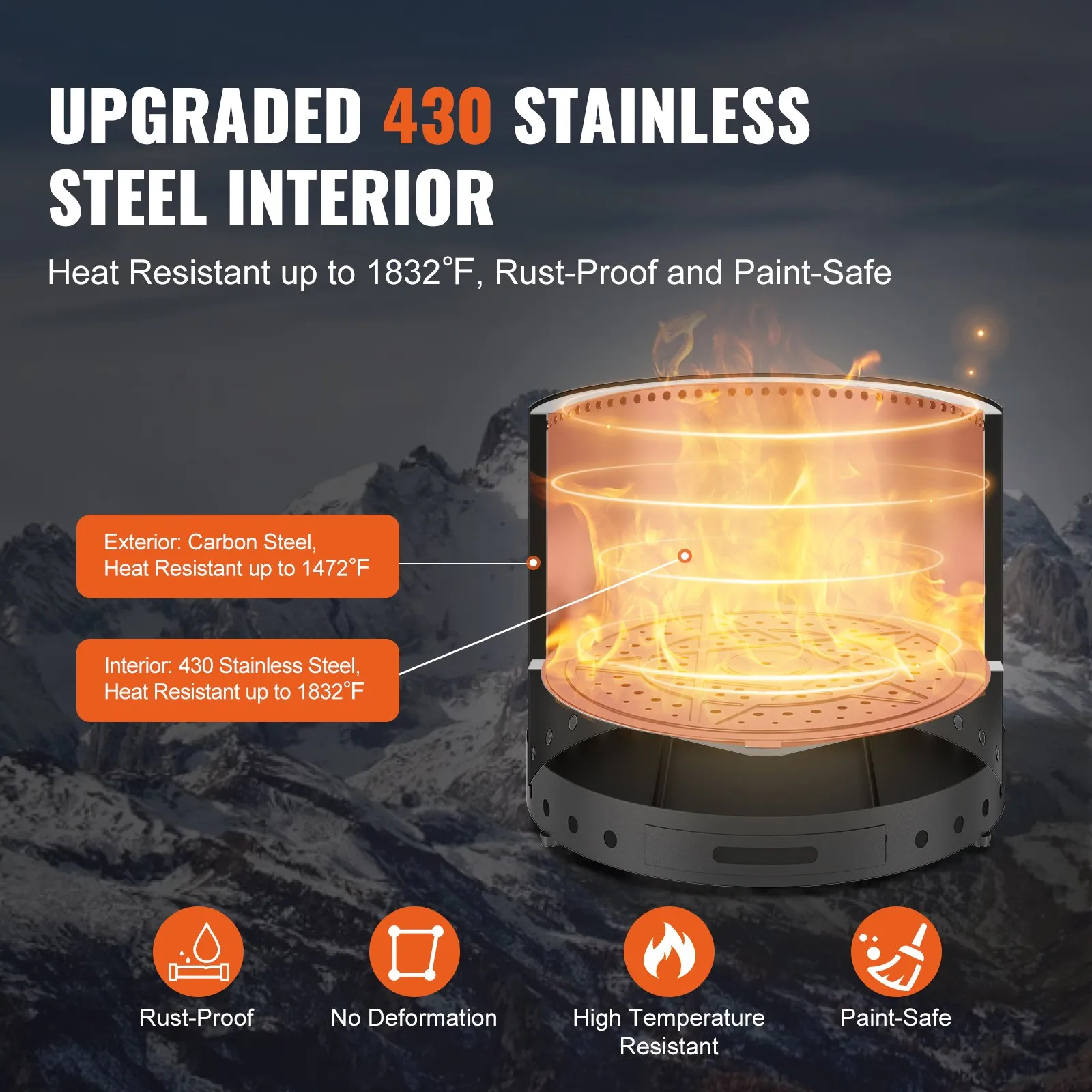 (FINAL PRICES ARE LOWER ON OUR SITE!) VEVOR Smokeless Fire Pit Stove Bonfire 15 in Dia Wood Burning Stainless Steel