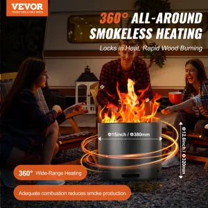 (FINAL PRICES ARE LOWER ON OUR SITE!) VEVOR Smokeless Fire Pit Stove Bonfire 15 in Dia Wood Burning Stainless Steel