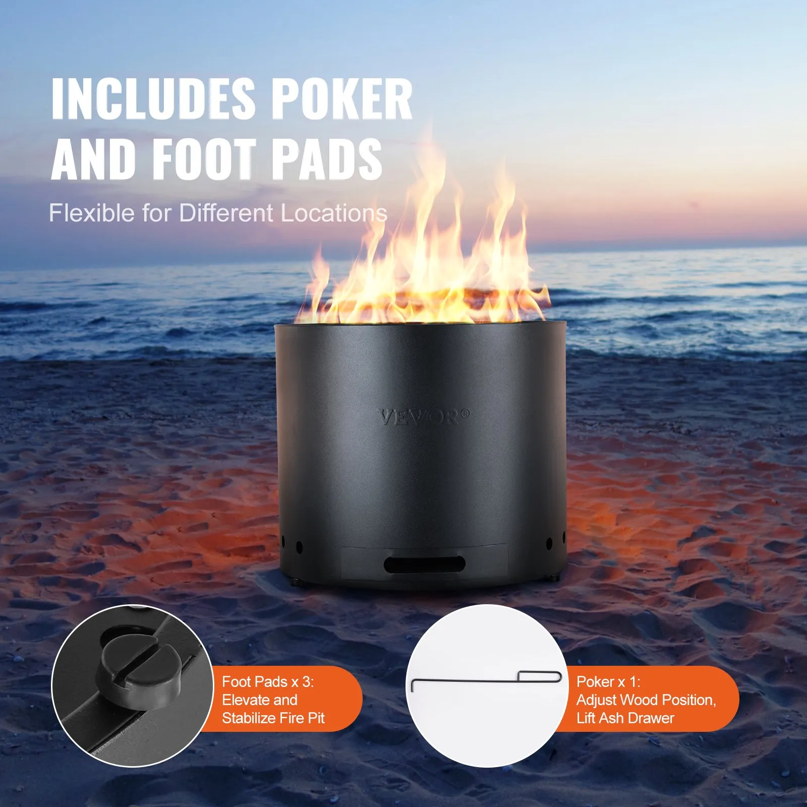 (FINAL PRICES ARE LOWER ON OUR SITE!) VEVOR Smokeless Fire Pit Stove Bonfire 15 in Dia Wood Burning Stainless Steel