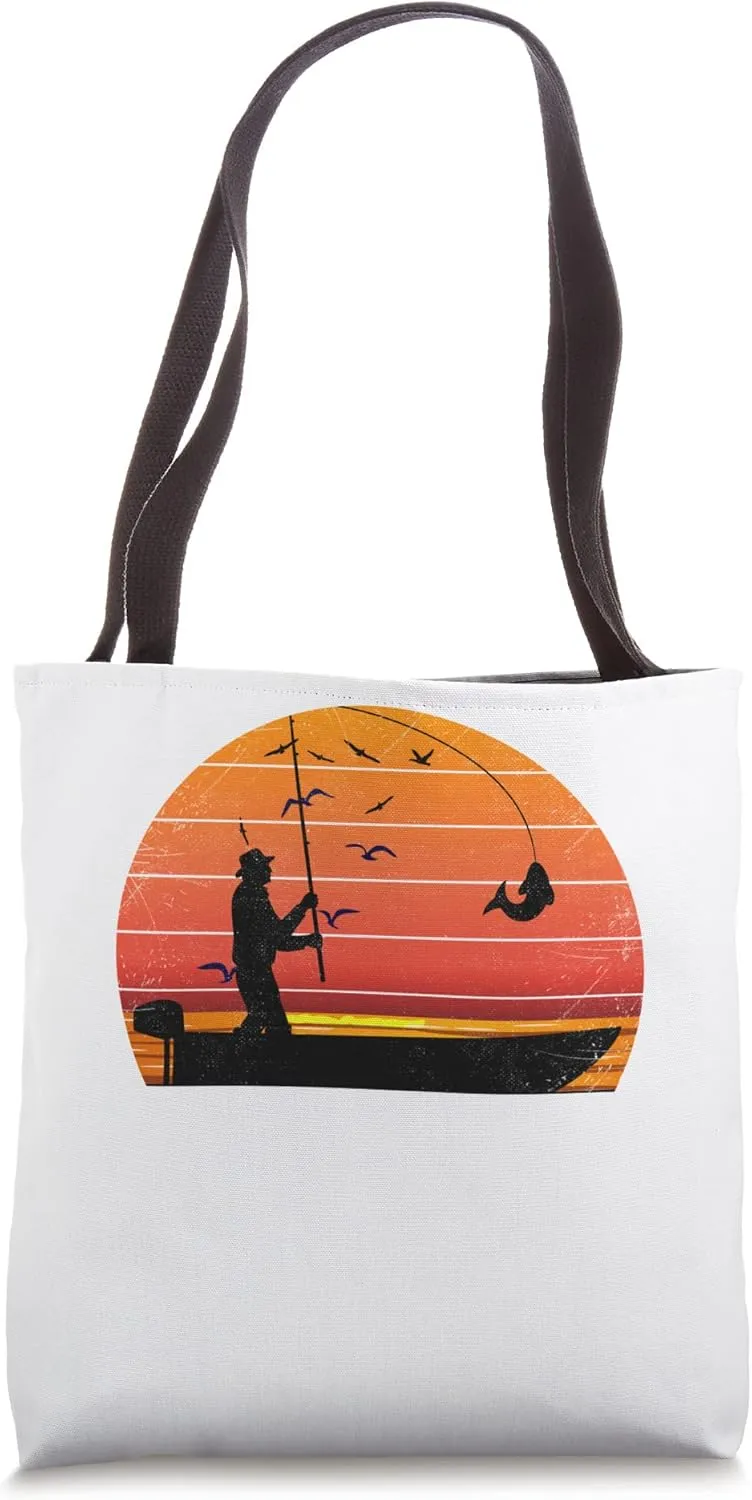 Fisherman Sunset catching a fish, & view beneath the water Tote Bag