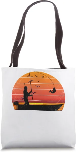 Fisherman Sunset catching a fish, & view beneath the water Tote Bag