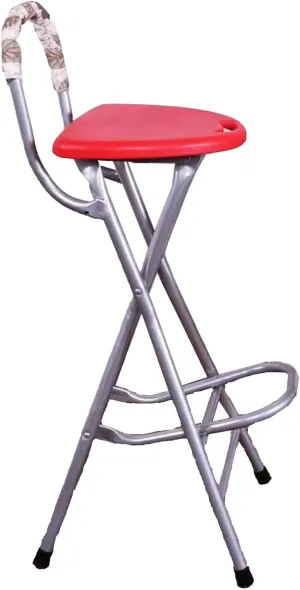 Fishing Chair with Back, Portable Chair, High Bar Stools 28 in, Foldable Stools for Adults, Foldable Stool for Outdoor(Red)