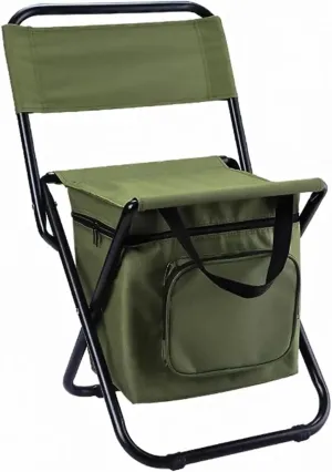 Fishing Chair with Cooler Bag Compact Fishing Stool Foldable Camping Chair Outdoor Folding Ice Bag Chair with Storage Bag (Size : Green)