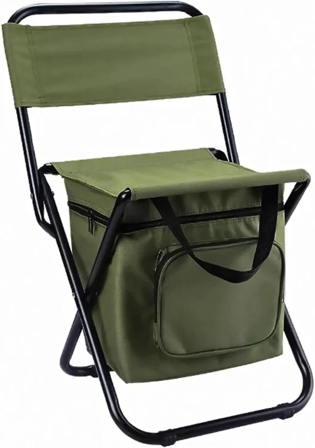 Fishing Chair with Cooler Bag Compact Fishing Stool Foldable Camping Chair Outdoor Folding Ice Bag Chair with Storage Bag (Size : Green)