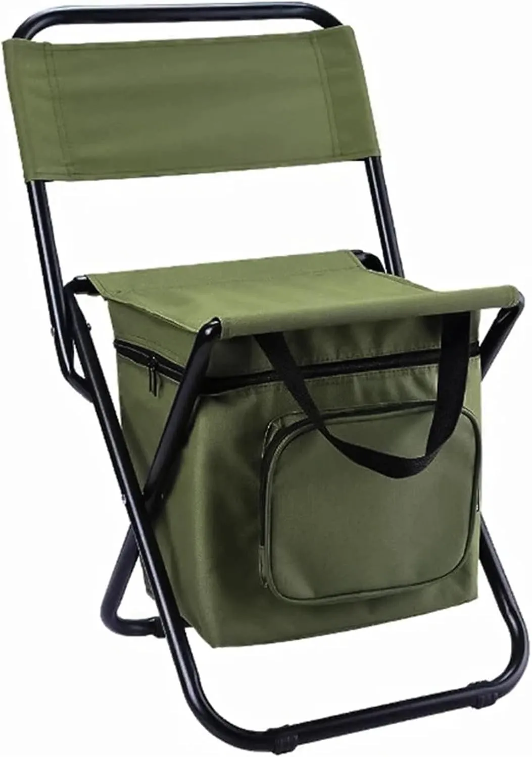 Fishing Chair with Cooler Bag Compact Fishing Stool Foldable Camping Chair Outdoor Folding Ice Bag Chair with Storage Bag (Size : Green)