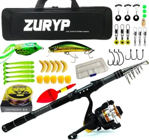 Fishing Poles, Telescopic Fishing Rod and Reel Combo, Portable Fishing Pole Kit with Bag, Telescopic Fishing Rod for Adults Travel Saltwater Freshwater
