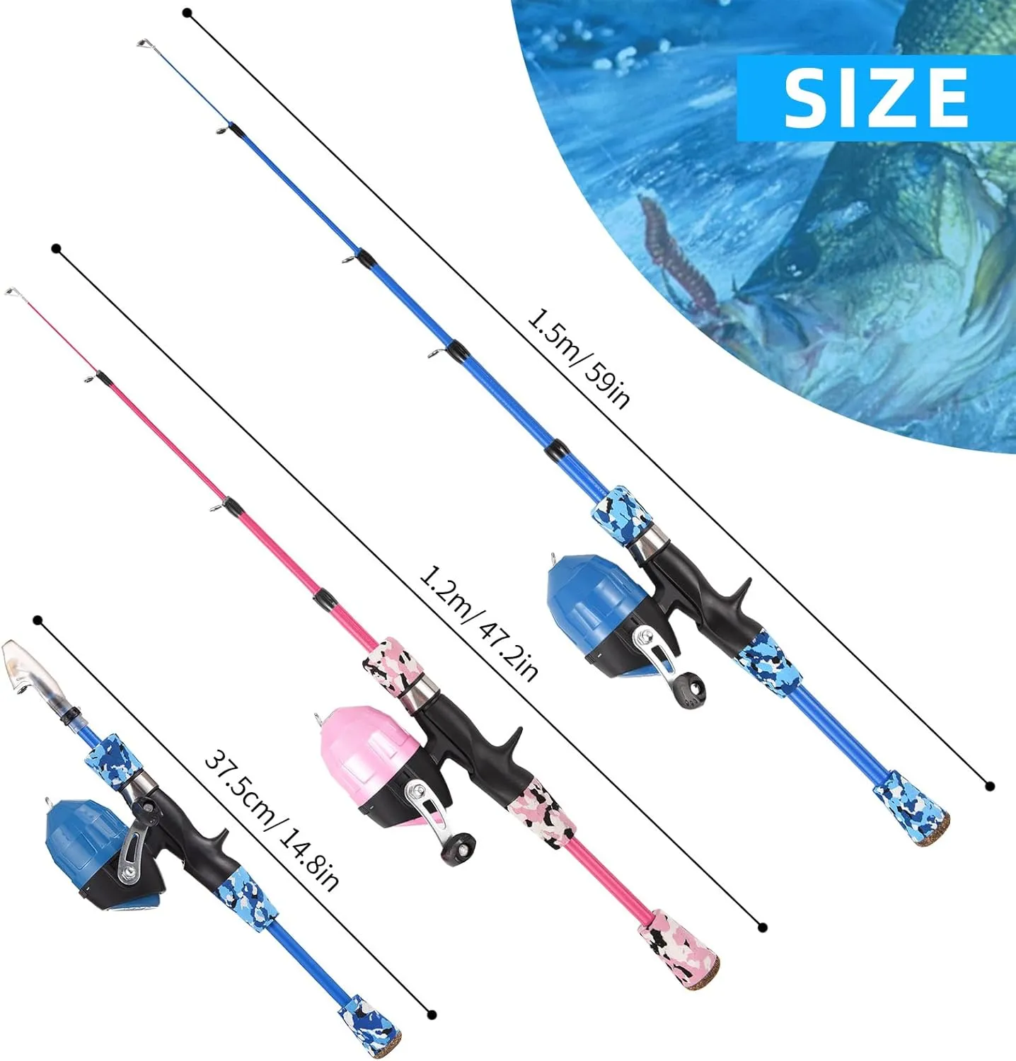 Fishing Rod and Reel Combo, Fishing Rod and Reel Combo Fishing Pole Telescopic Fishing Rod and Reel Combo Kit with Fishing Lures Fishing Lines Fishing Hooks