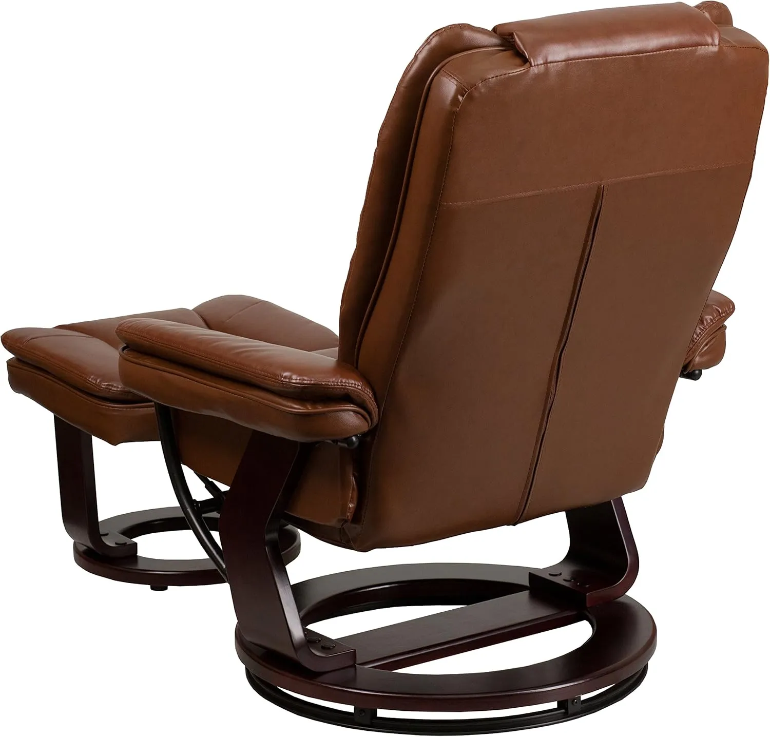 Flash Furniture Bali Contemporary Multi-Position LeatherSoft Recliner Chair with Ottoman, 360-Degree Swivel Recliner Chair/Ottoman Set, Brown Vintage