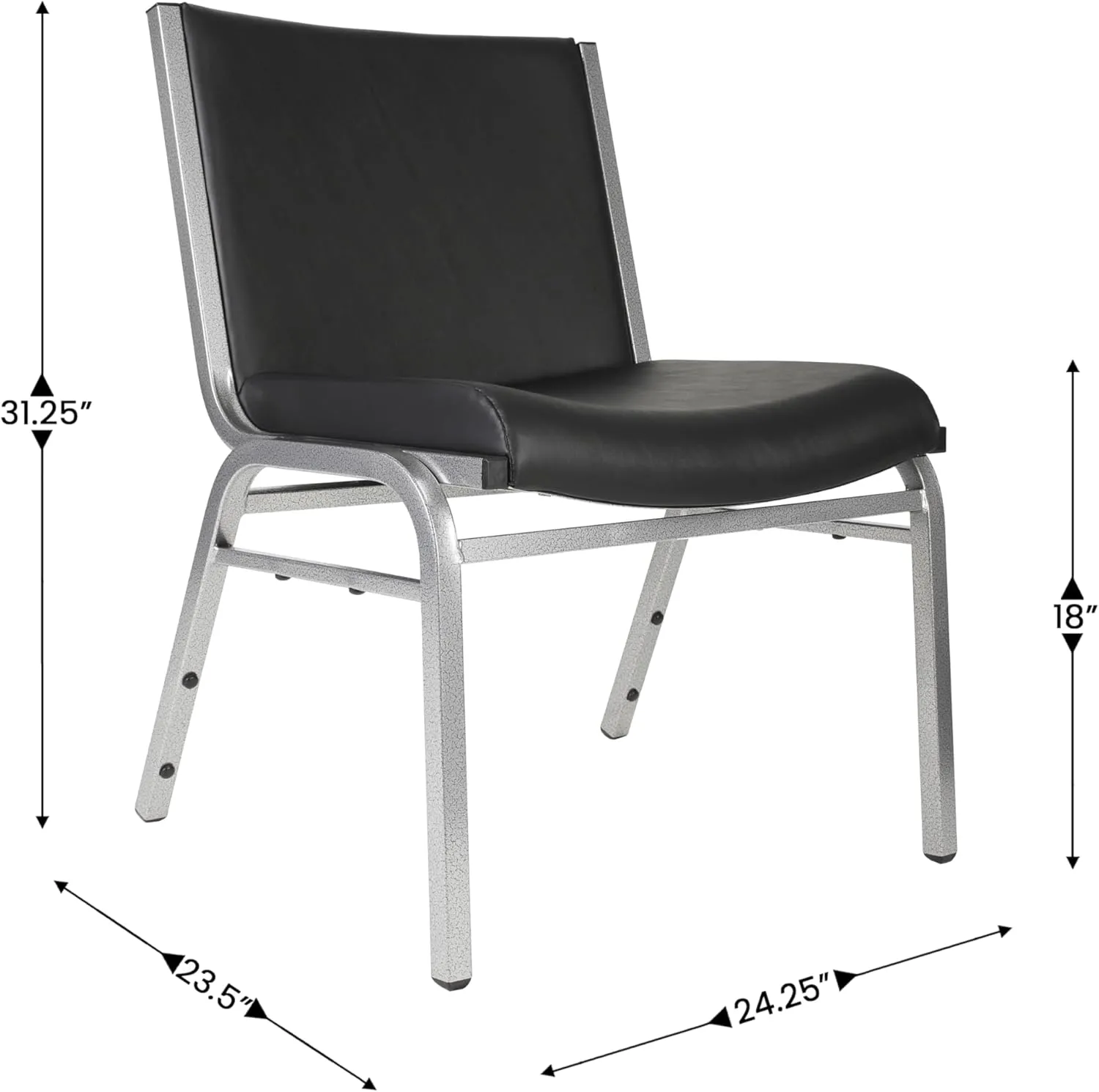 Flash Furniture Hercules Series Big & Tall 1000 lb. Rated Black Vinyl Stack Chair with Ganging Bracket