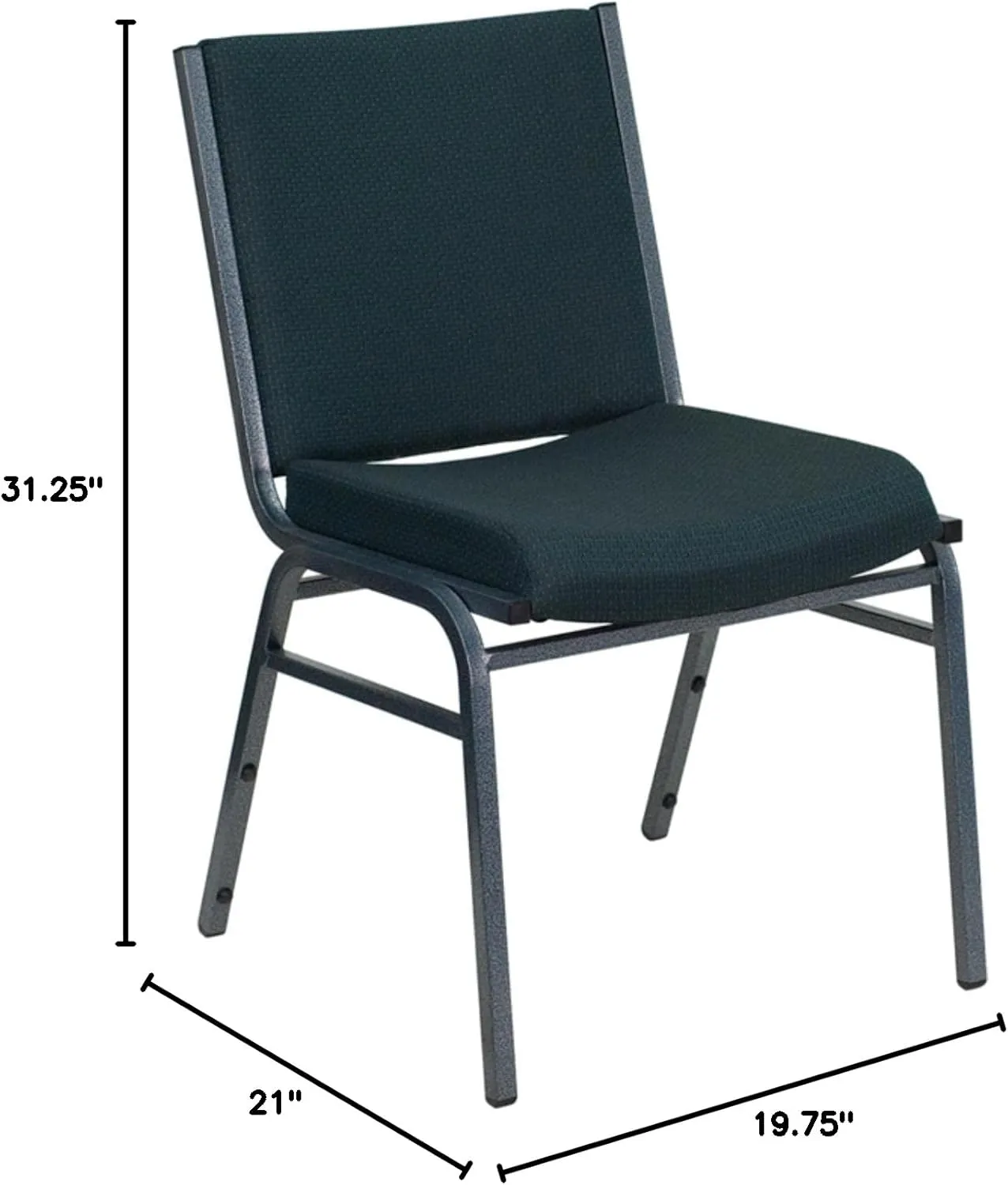 Flash Furniture HERCULES Series Heavy Duty Green Patterned Fabric Stack Chair with Ganging Bracket