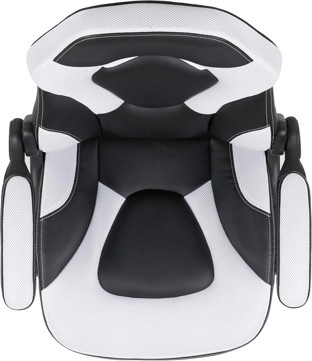 Flash Furniture X10 High-Back LeatherSoft Racing Style Gaming Chair with Flip-Up Arms, Ergonomic Padded Swivel Computer Chair, White/Black