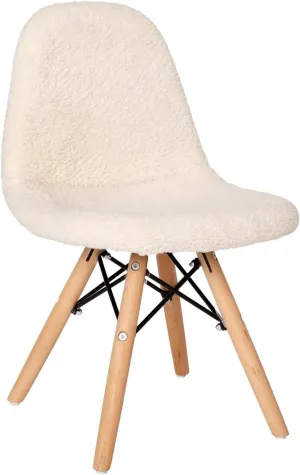 Flash Furniture Zula Kid's Modern Padded Faux Faux Shearling Accent Chair - Padded Off-White Faux Shearling Upholstery - Beechwood Legs