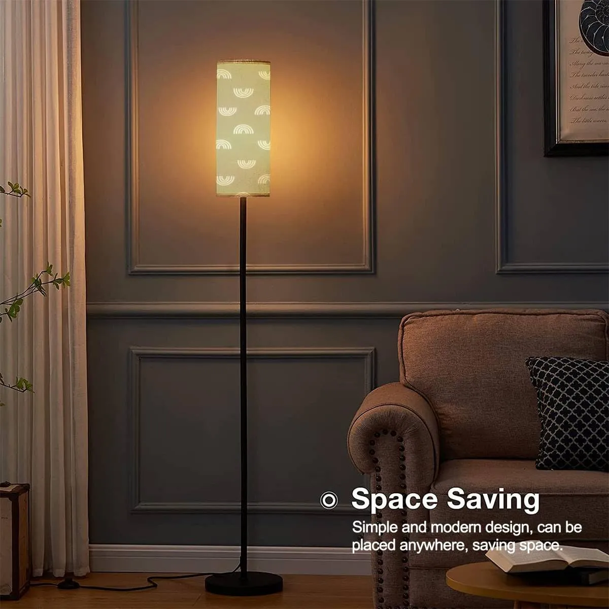 Floor Lamp for Living Room Seamless Cute Boho Rainbows Modern Standing Lamp Remote Control Dimmable Pole Lamp Corner Tall Lamp for Office Bedroom Reading