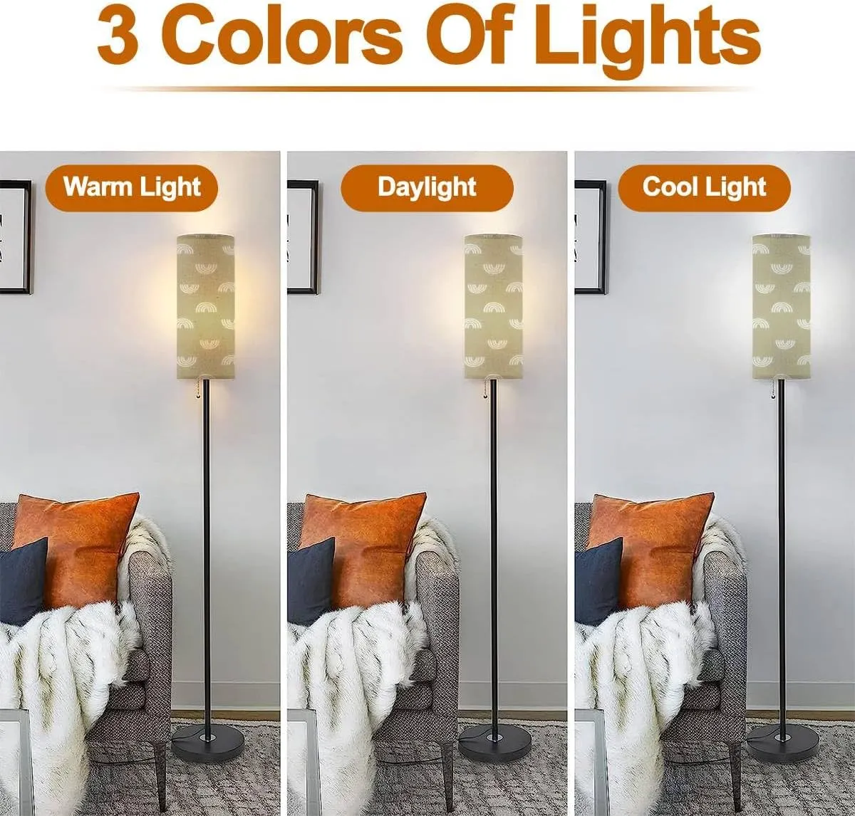 Floor Lamp for Living Room Seamless Cute Boho Rainbows Modern Standing Lamp Remote Control Dimmable Pole Lamp Corner Tall Lamp for Office Bedroom Reading