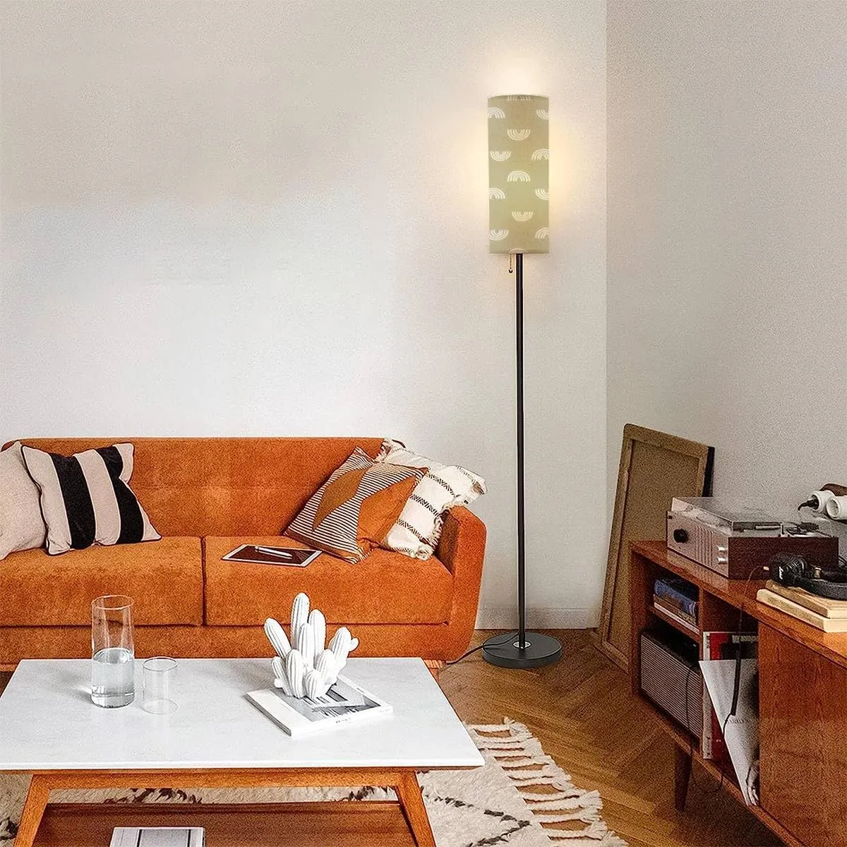 Floor Lamp for Living Room Seamless Cute Boho Rainbows Modern Standing Lamp Remote Control Dimmable Pole Lamp Corner Tall Lamp for Office Bedroom Reading