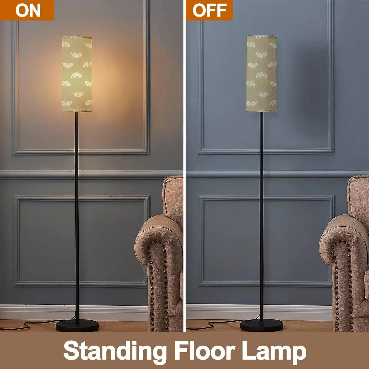 Floor Lamp for Living Room Seamless Cute Boho Rainbows Modern Standing Lamp Remote Control Dimmable Pole Lamp Corner Tall Lamp for Office Bedroom Reading