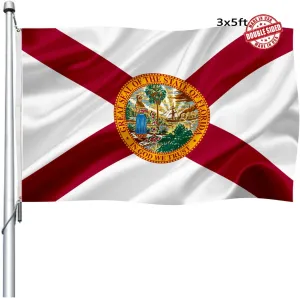 Florida State Flag 3x5 Outdoor Double Sided - Heavy Duty FL State Flag With 2 Brass Grommets, 4 Rows Stitched Decorations