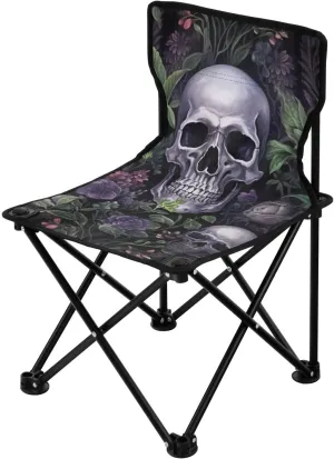 Flowers Skulls Portable Outdoor Folding Chair Anti-Slip Padded Oxford Cloth Stool Camping Chair Small for Beach Hiking Fishing Gardening Quad Camp Chair